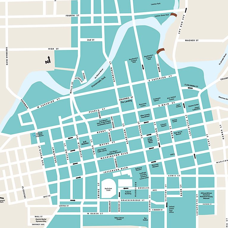 Downtown Fort Wayne district map